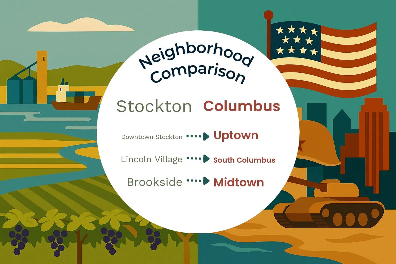 Stockton vs Columbus Neighborhood Comparison