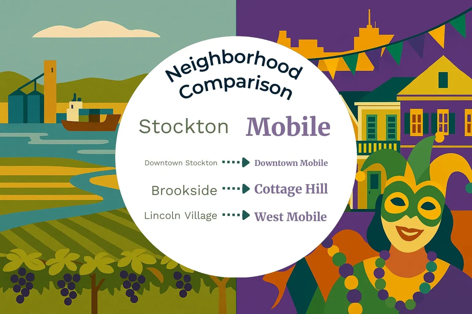 Stockton vs Mobile Neighborhood Comparison