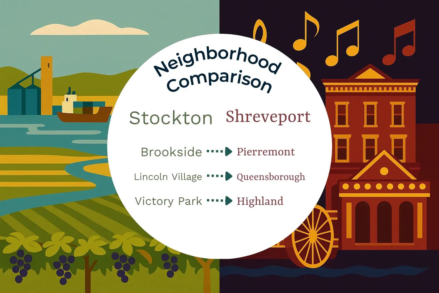 Stockton vs Shreveport Neighborhood Comparison