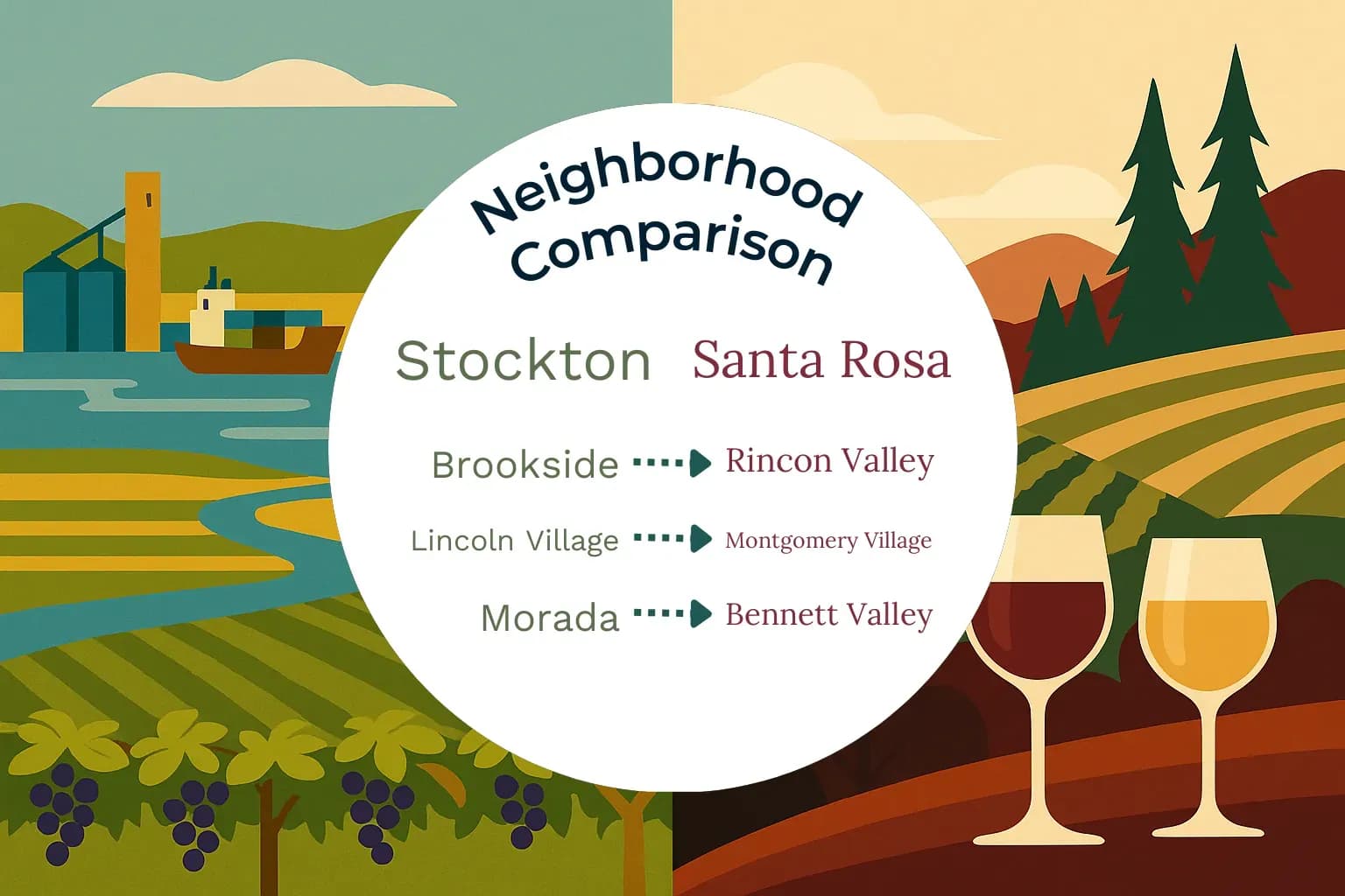 Stockton vs Santa Rosa Neighborhood Comparison
