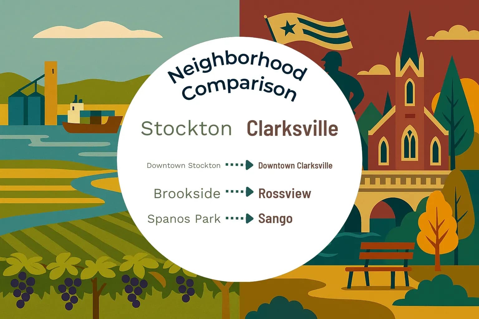 Stockton vs Clarksville Neighborhood Comparison