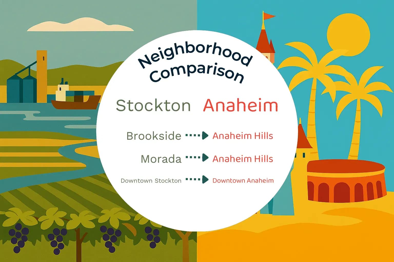 Stockton vs Anaheim Neighborhood Comparison