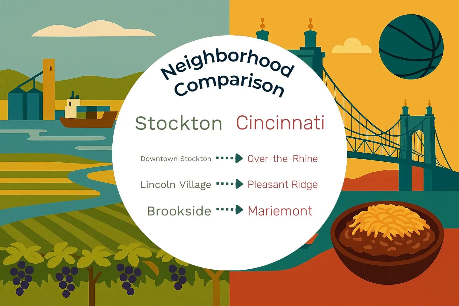 Stockton vs Cincinnati Neighborhood Comparison