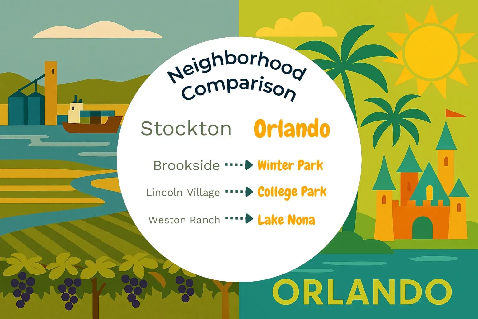 Stockton vs Orlando Neighborhood Comparison
