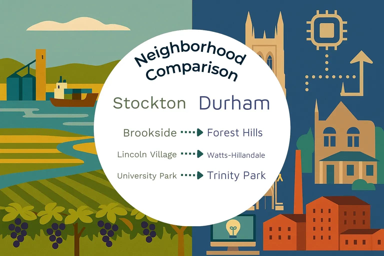 Stockton vs Durham Neighborhood Comparison