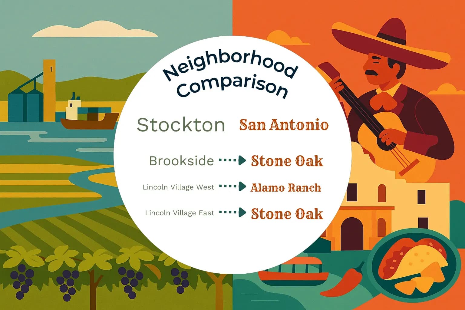 Stockton vs San Antonio Neighborhood Comparison