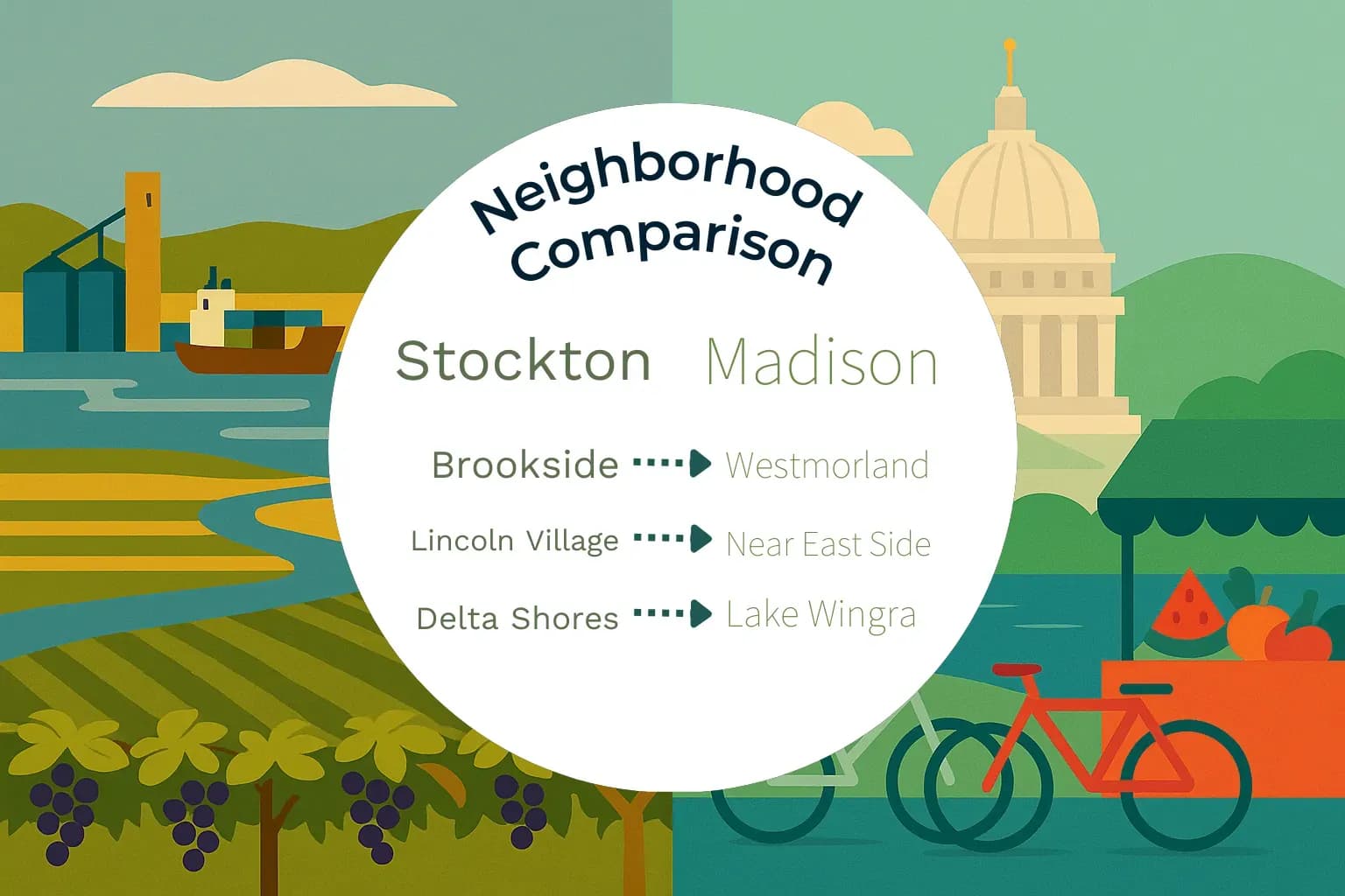 Stockton vs Madison Neighborhood Comparison