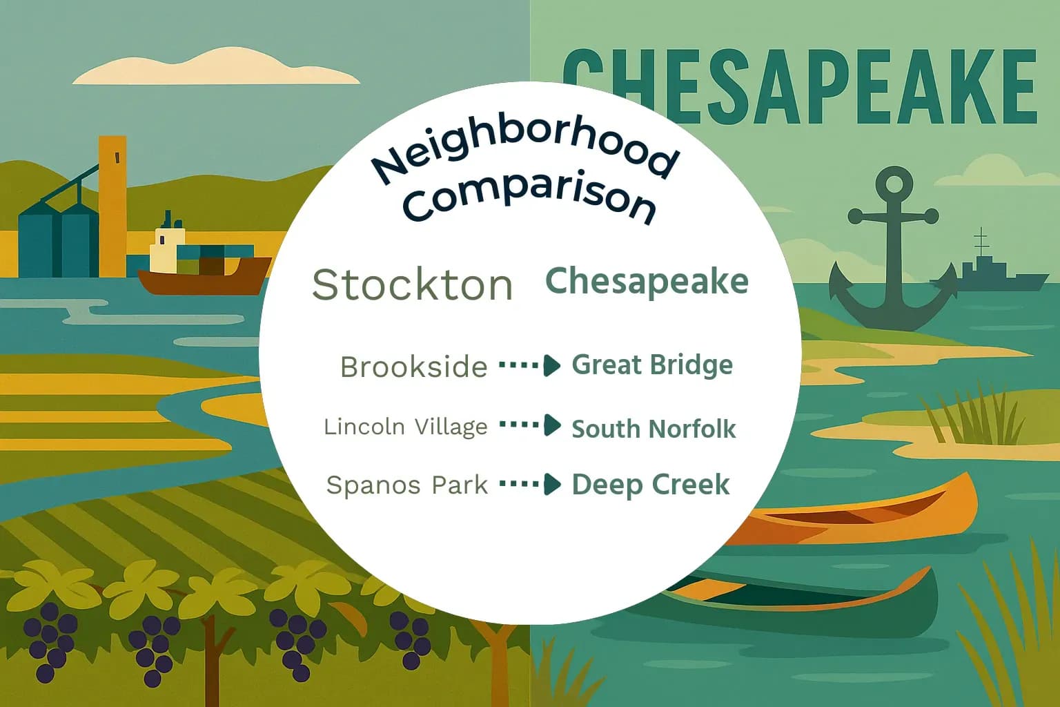 Stockton vs Chesapeake Neighborhood Comparison
