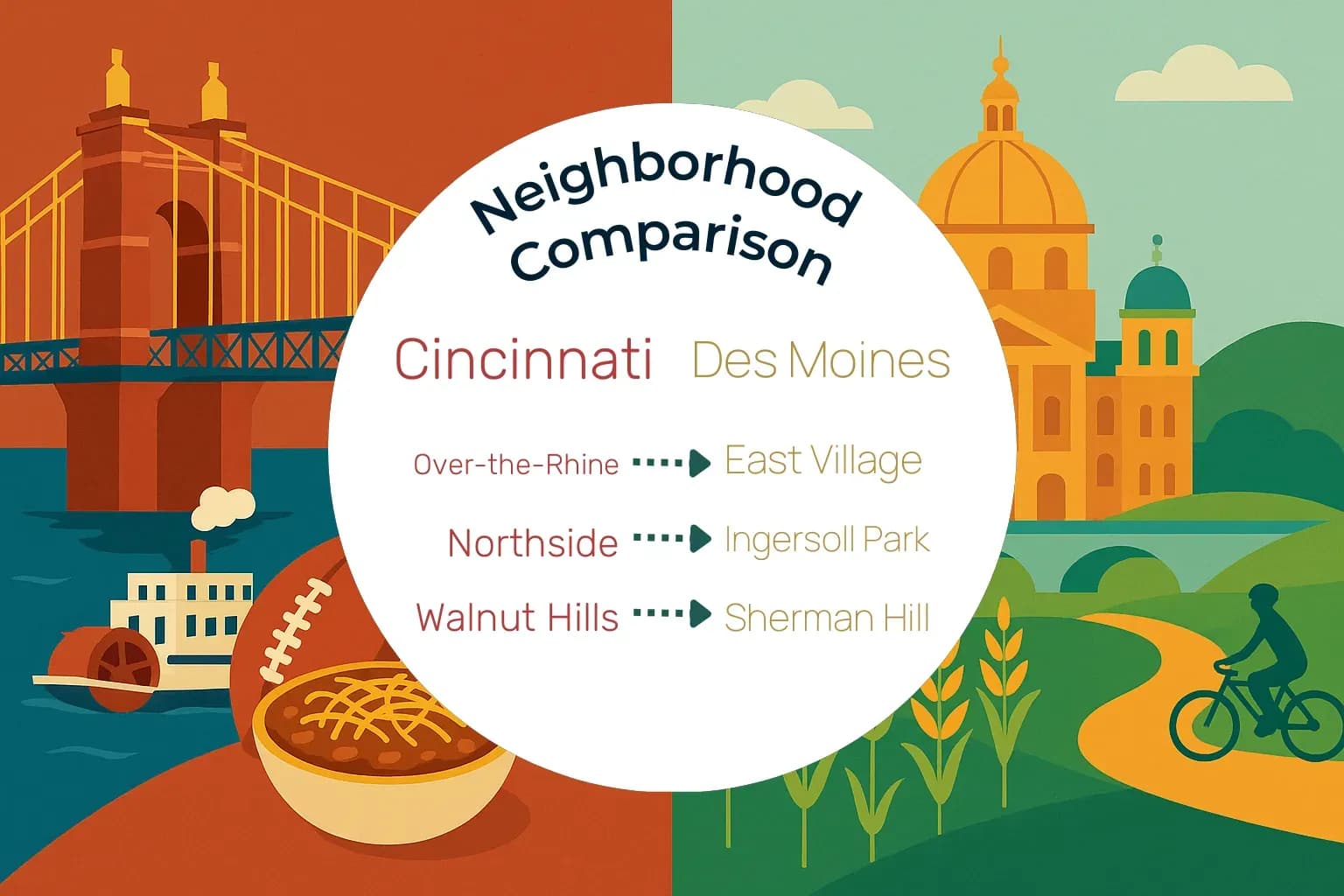 Cincinnati vs Des Moines Neighborhood Comparison