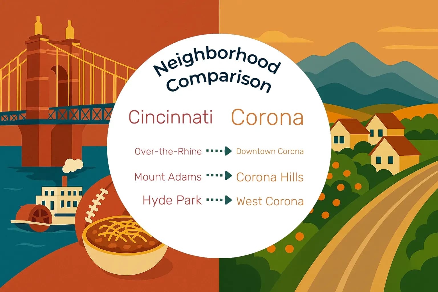 Cincinnati vs Corona Neighborhood Comparison