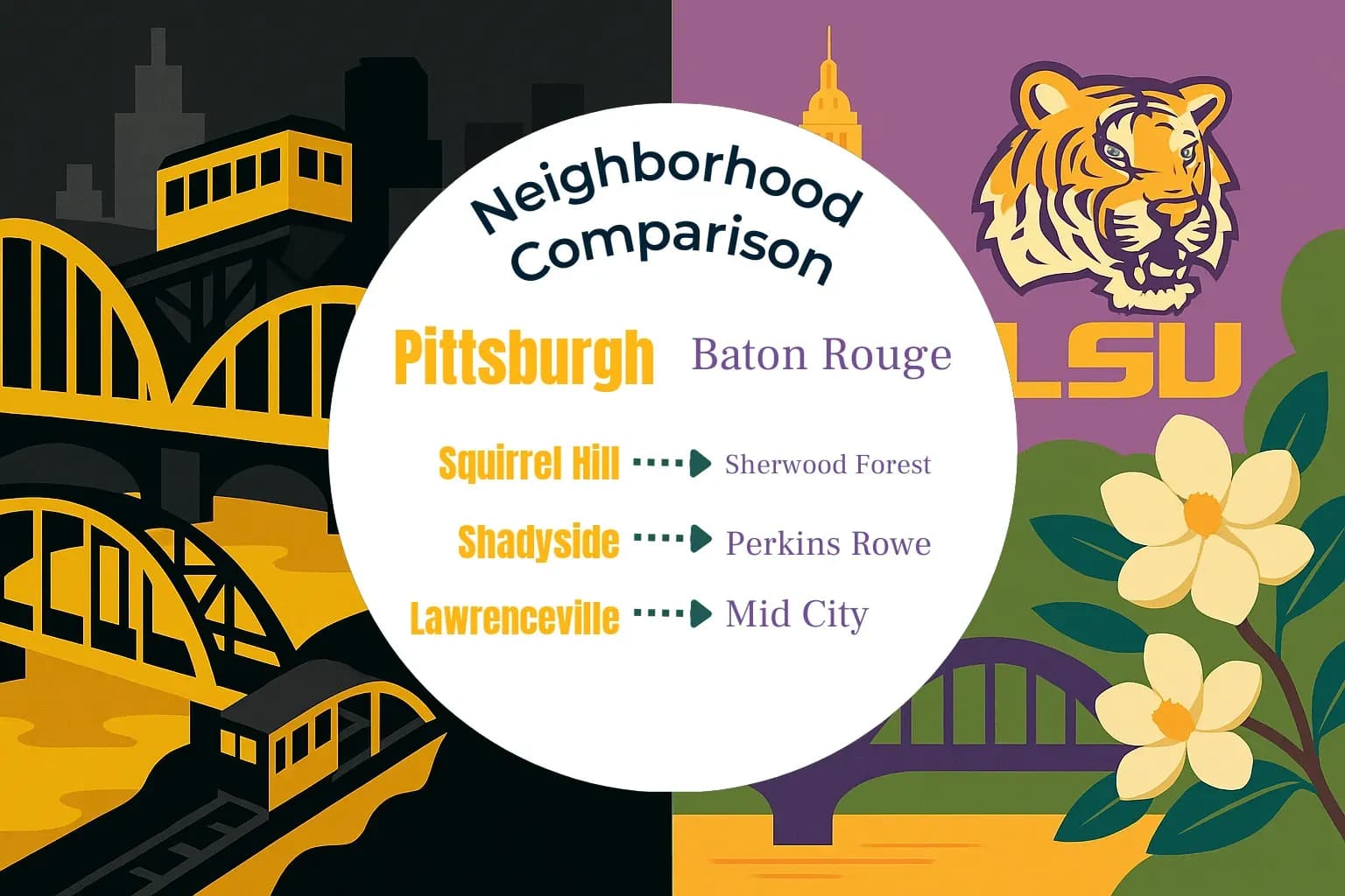 Pittsburgh vs Baton Rouge Neighborhood Comparison