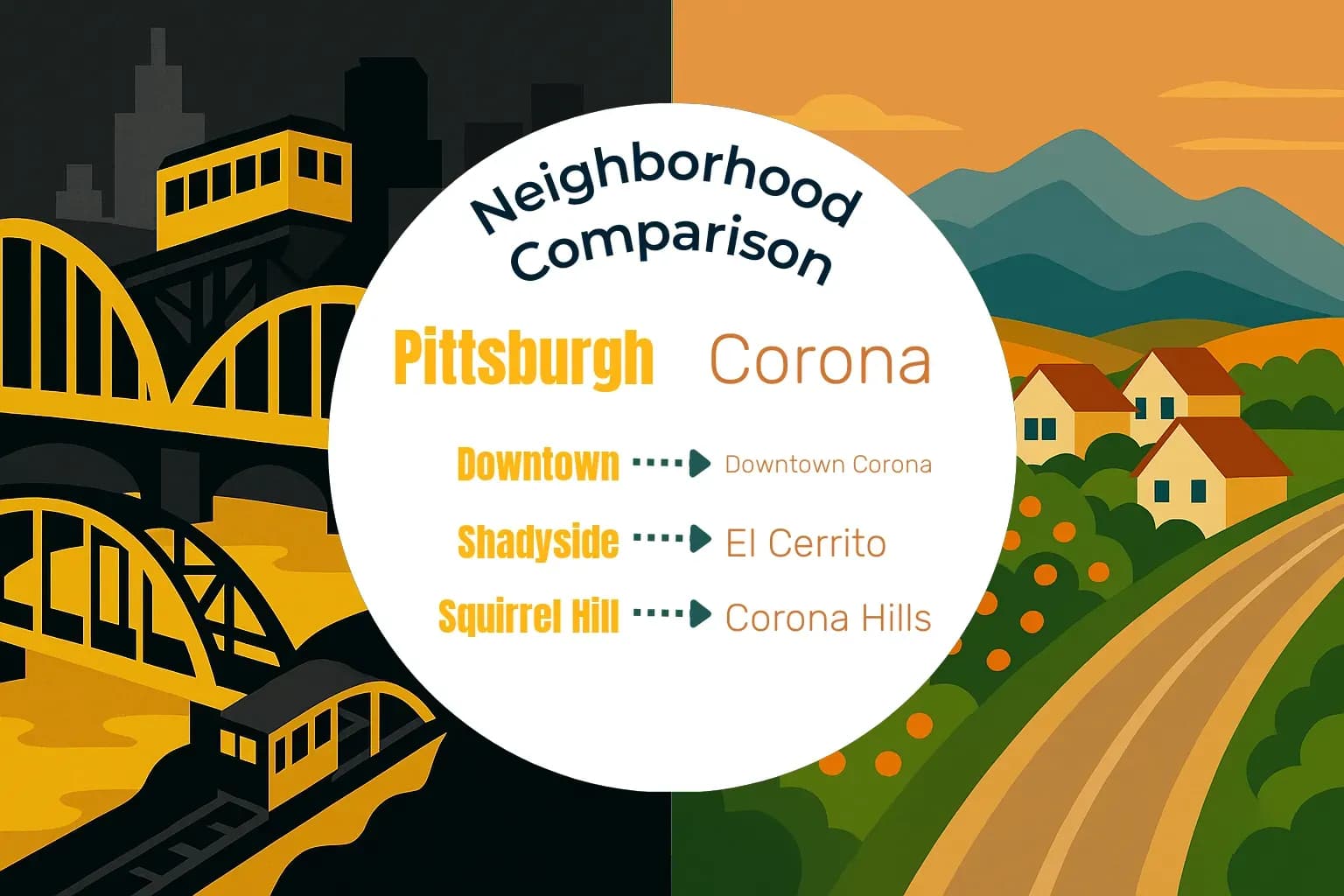 Pittsburgh vs Corona Neighborhood Comparison