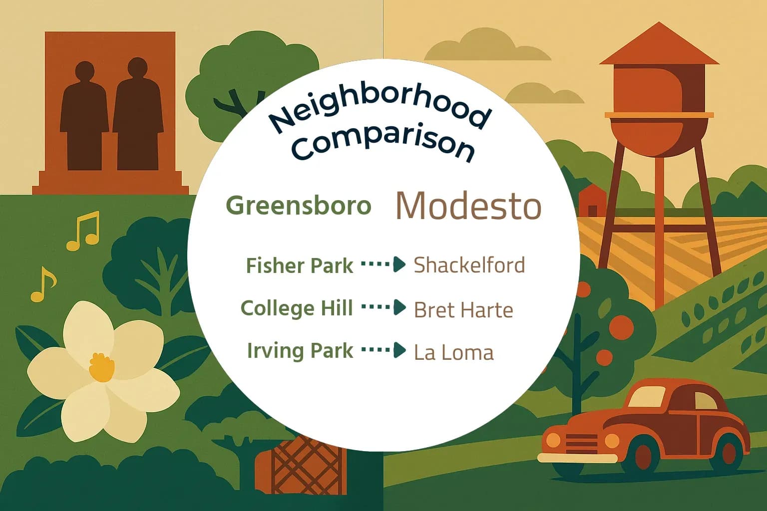 Greensboro vs Modesto Neighborhood Comparison