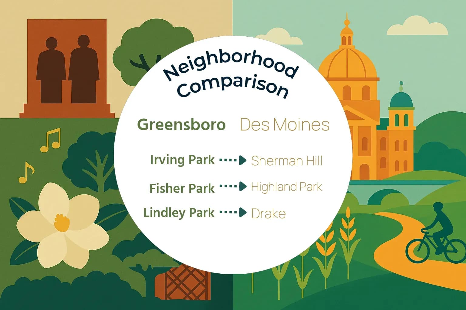 Greensboro vs Des Moines Neighborhood Comparison
