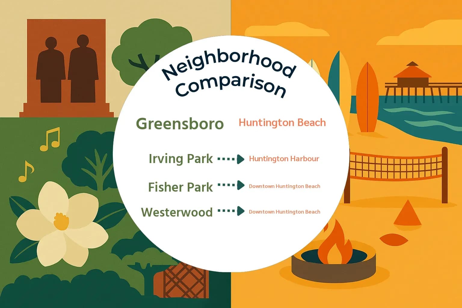 Greensboro vs Huntington Beach Neighborhood Comparison