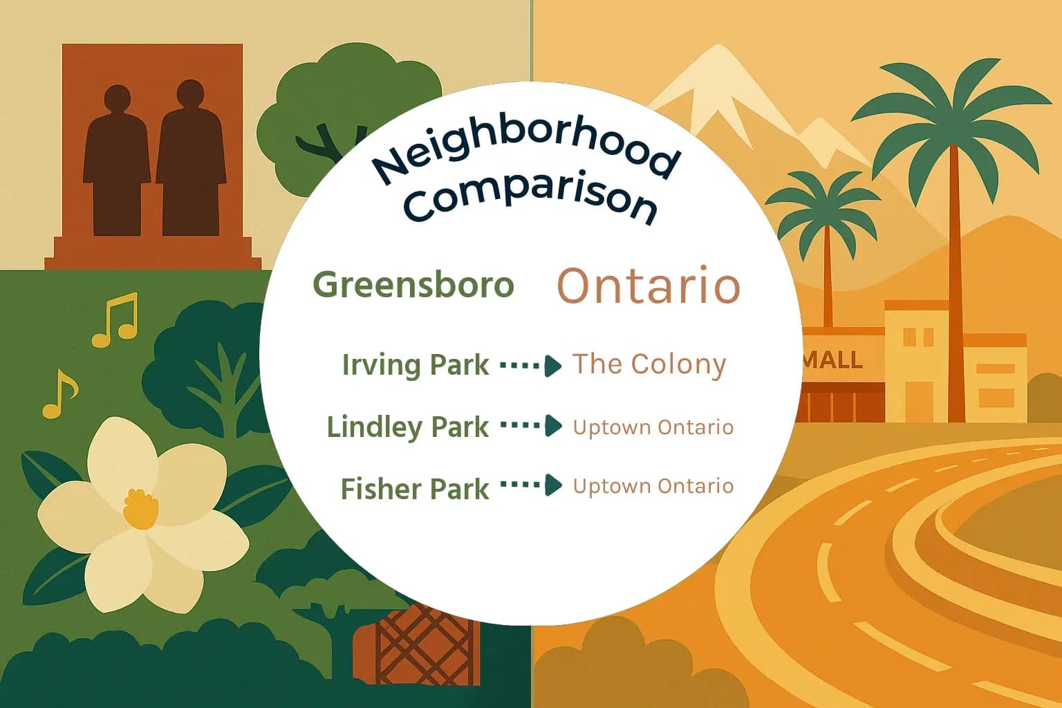 Greensboro vs Ontario Neighborhood Comparison