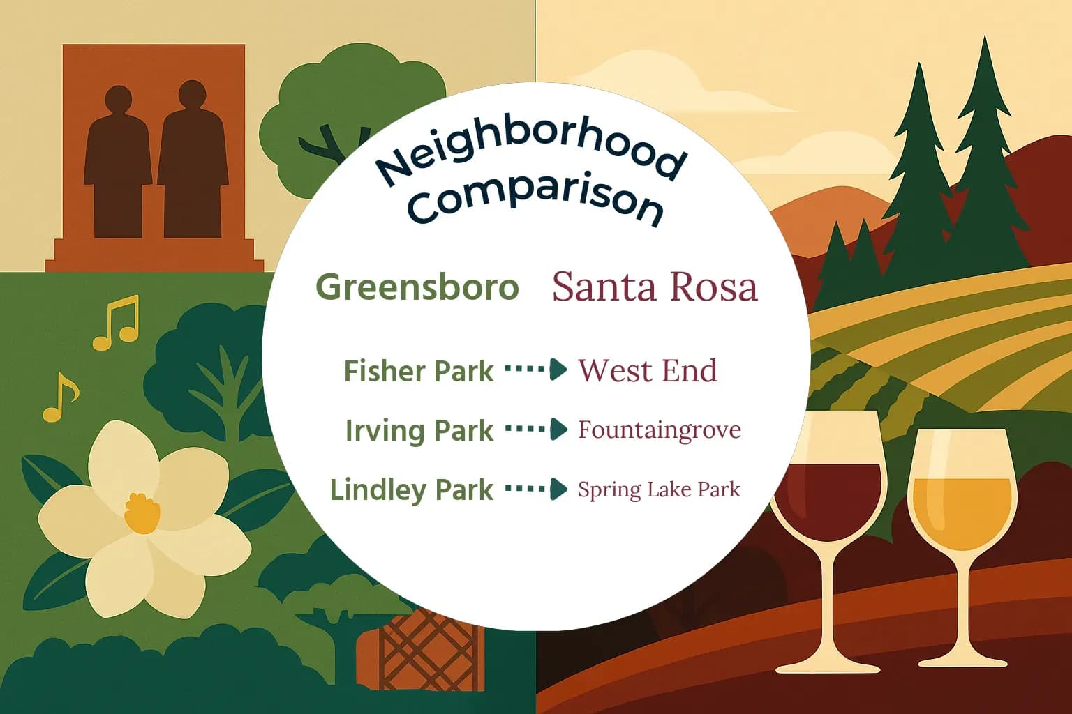 Greensboro vs Santa Rosa Neighborhood Comparison