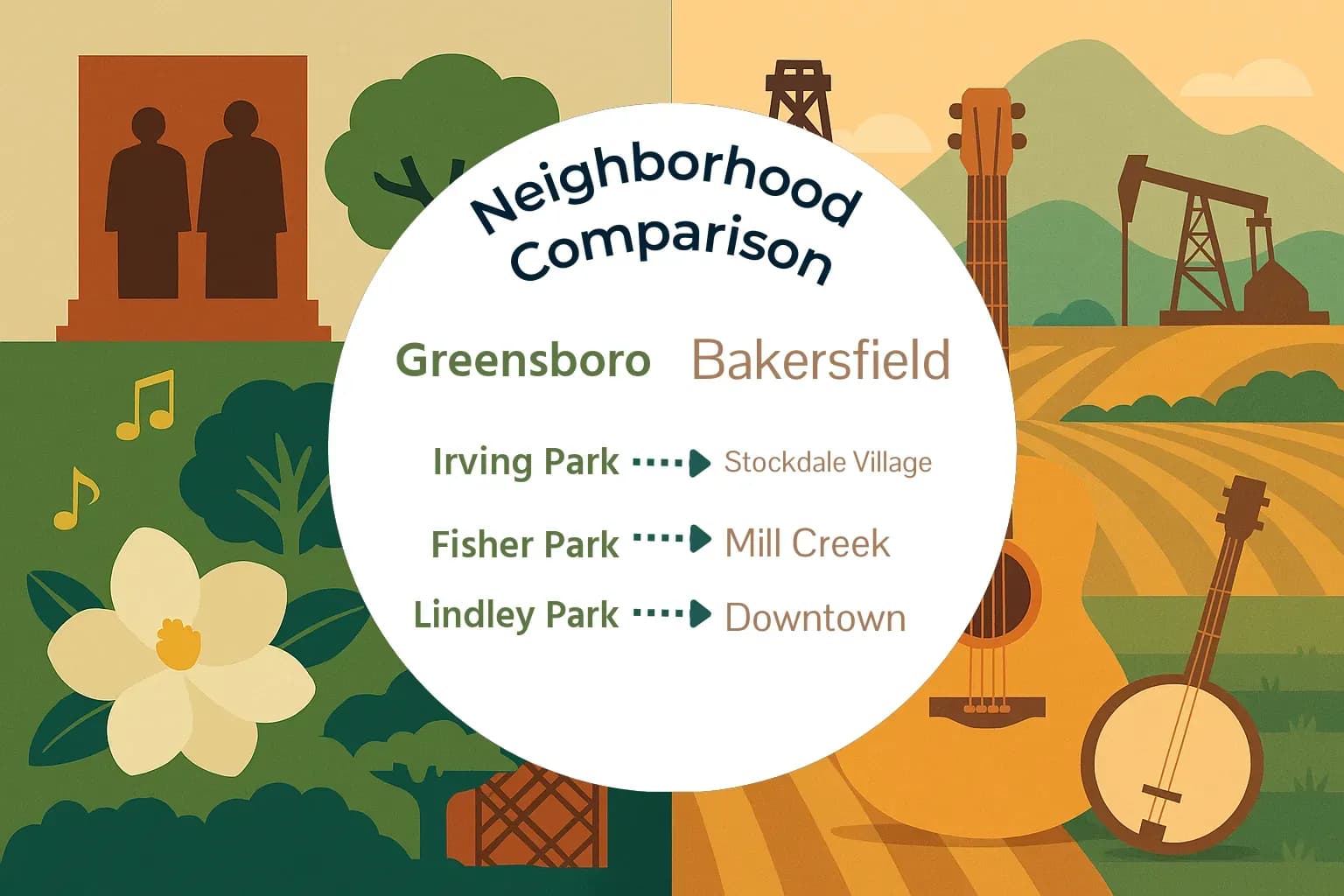 Greensboro vs Bakersfield Neighborhood Comparison