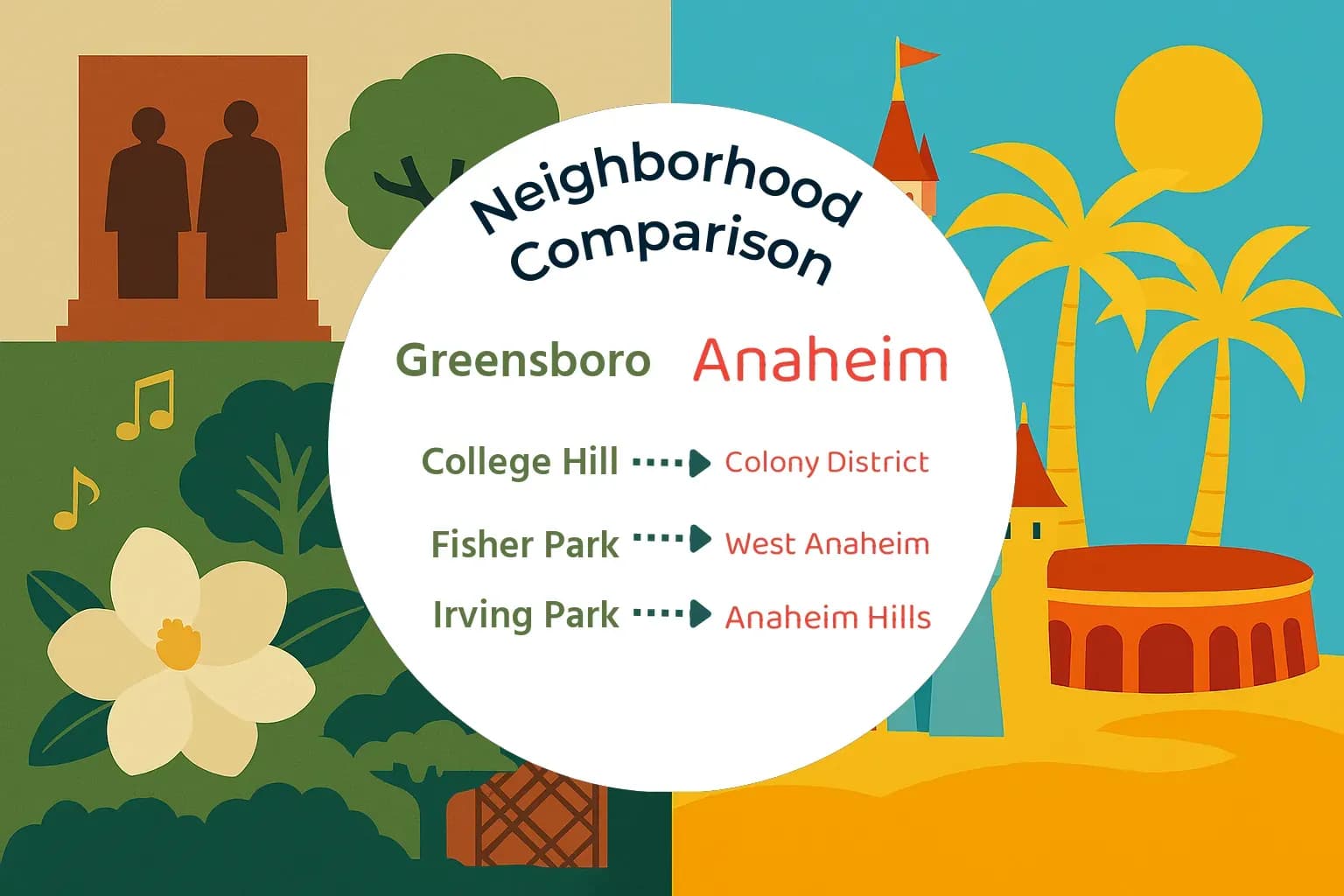Greensboro vs Anaheim Neighborhood Comparison