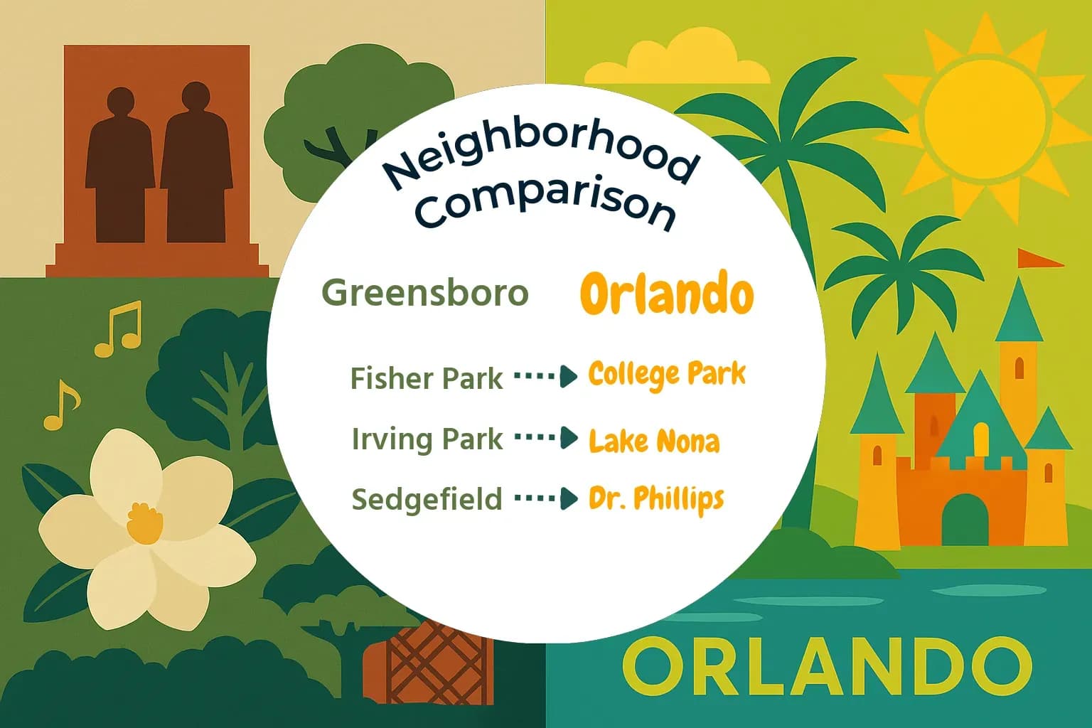 Greensboro vs Orlando Neighborhood Comparison