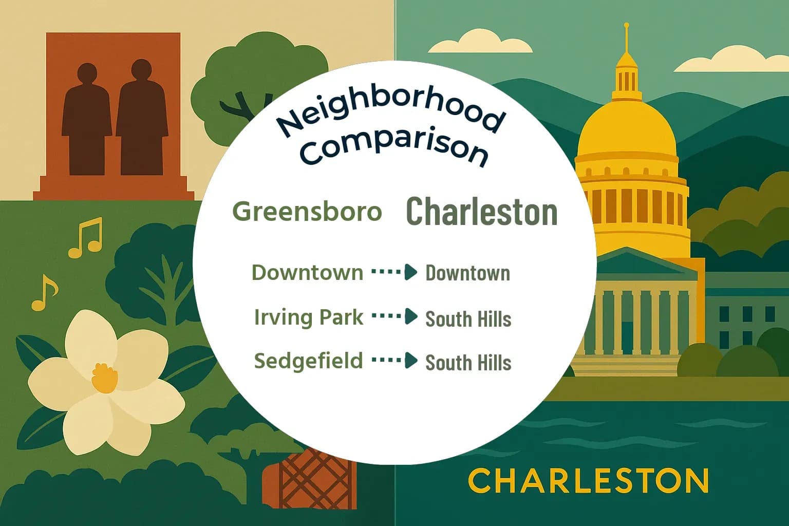Greensboro vs Charleston Neighborhood Comparison