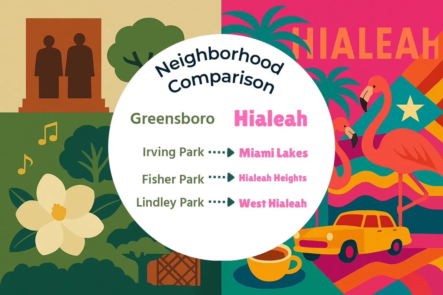 Greensboro vs Hialeah Neighborhood Comparison
