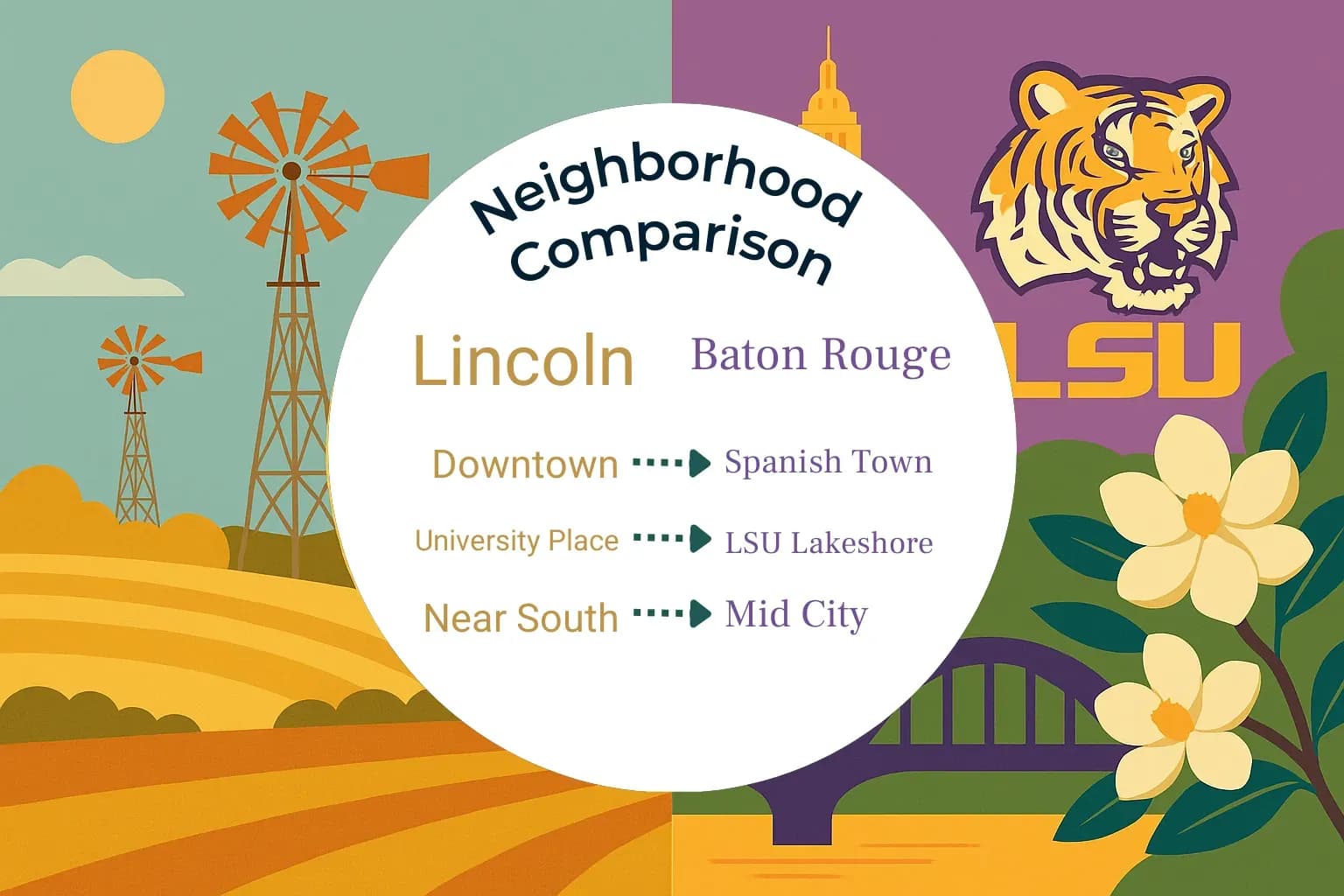 Lincoln vs Baton Rouge Neighborhood Comparison