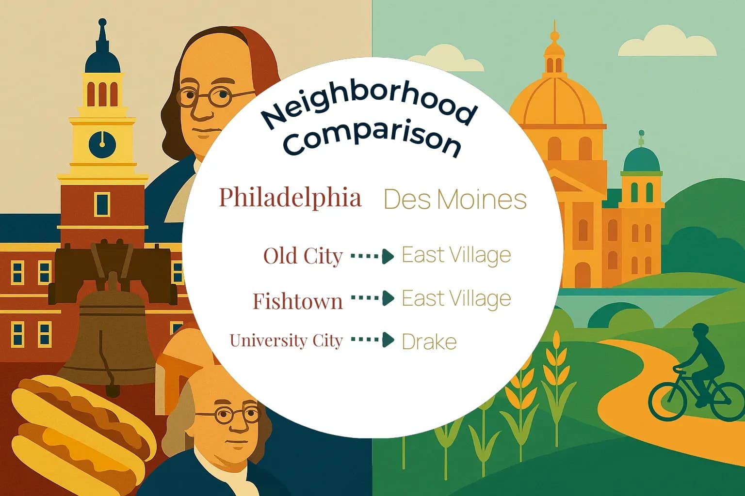 Philadelphia vs Des Moines Neighborhood Comparison