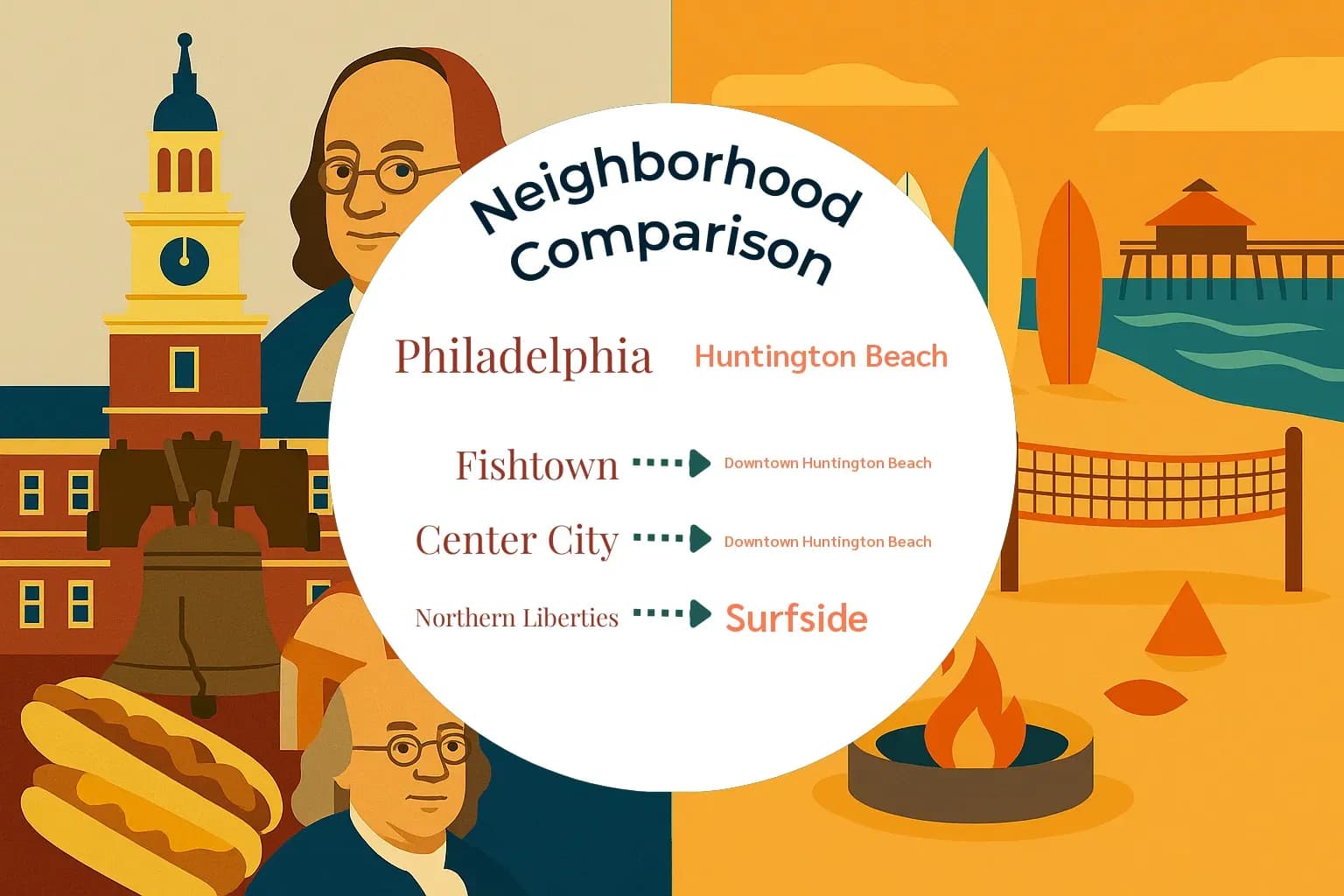 Philadelphia vs Huntington Beach Neighborhood Comparison