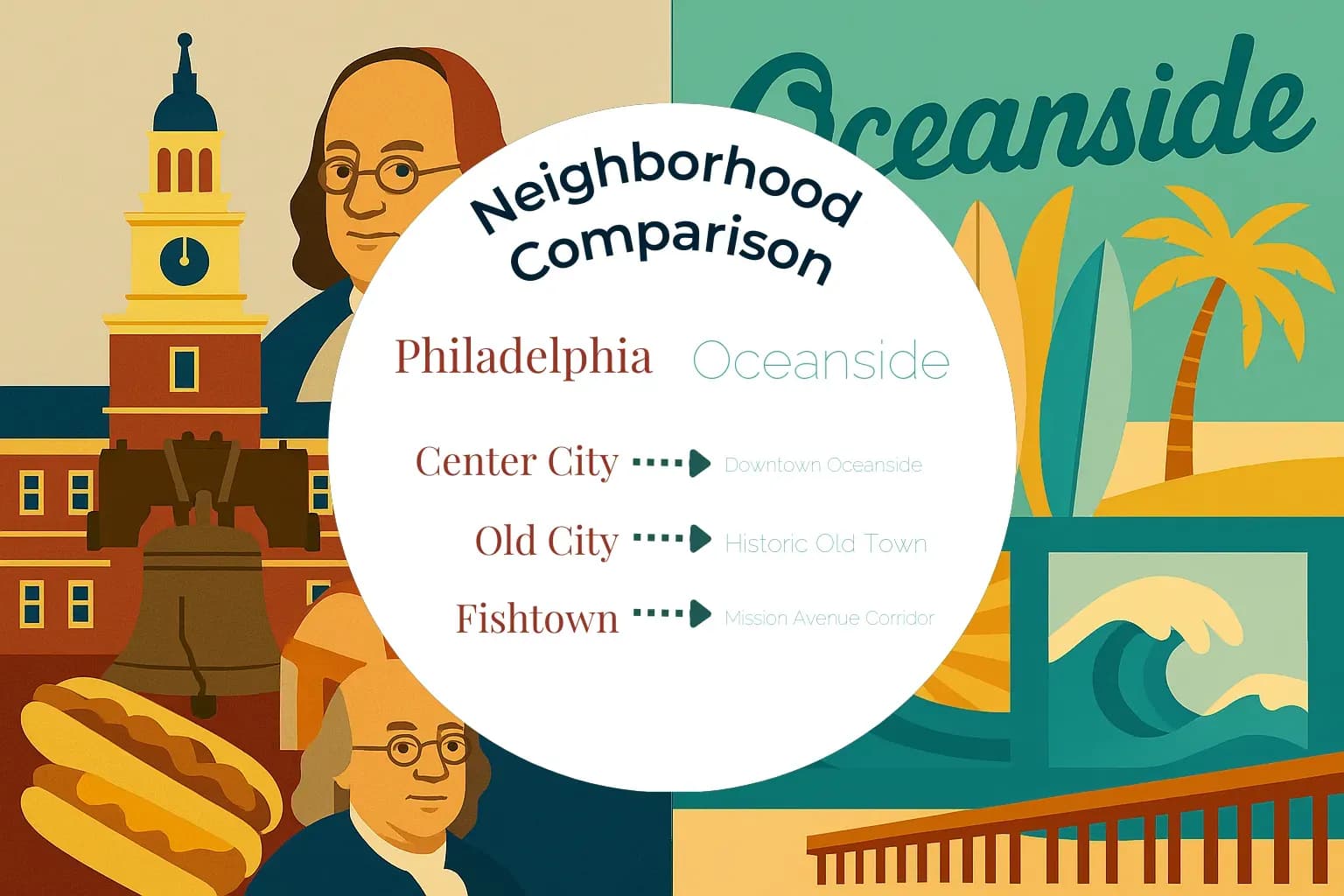 Philadelphia vs Oceanside Neighborhood Comparison