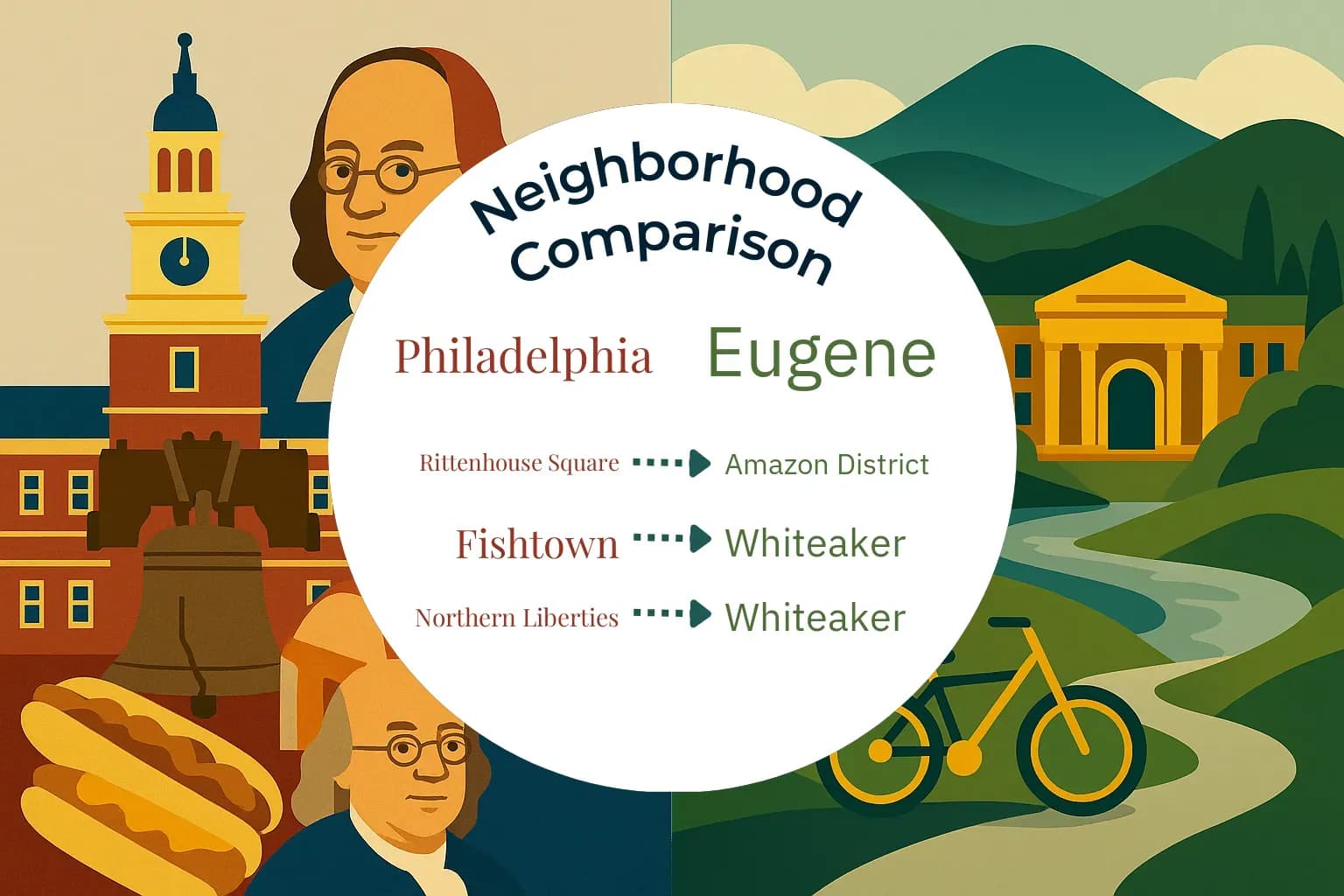 Philadelphia vs Eugene Neighborhood Comparison