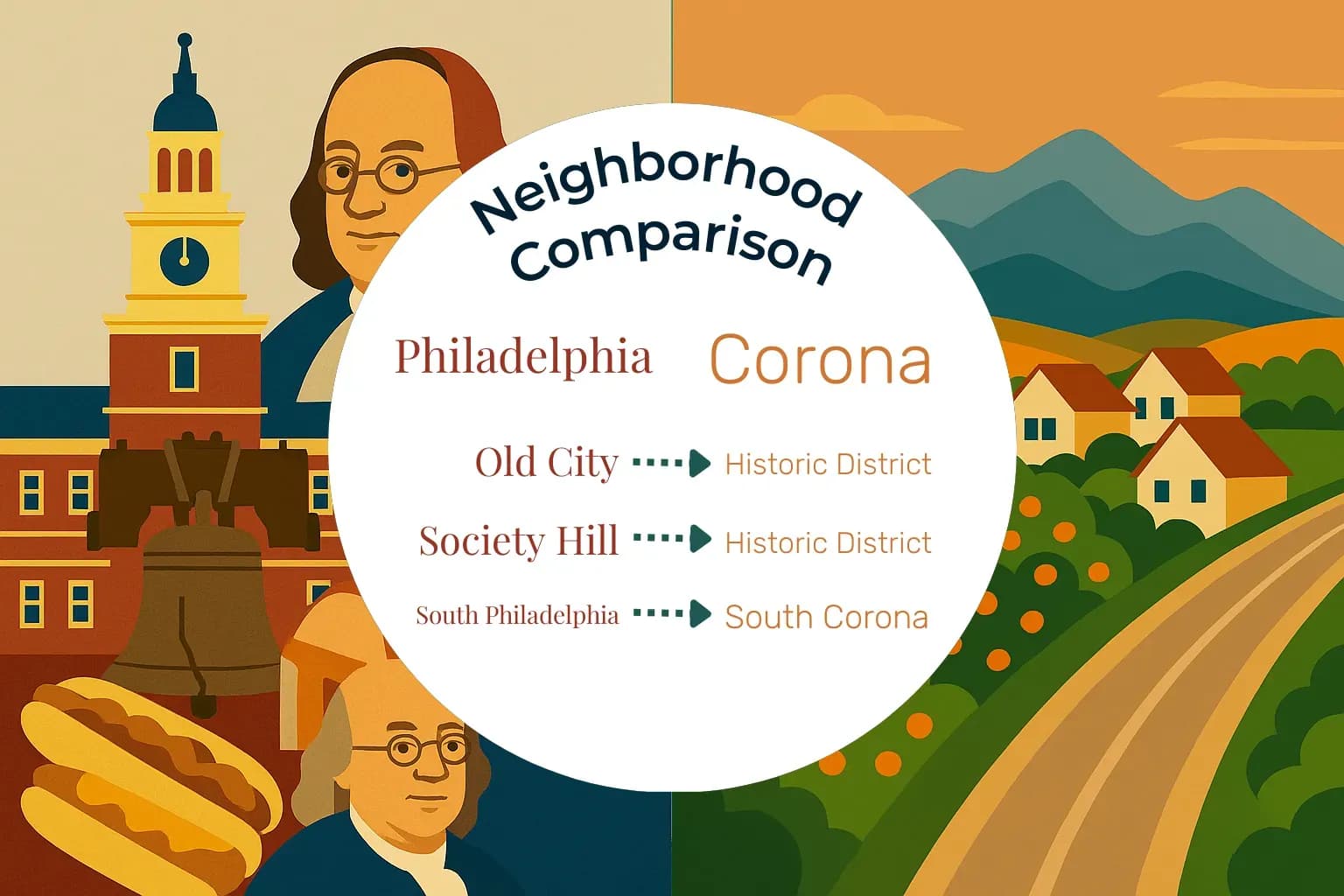 Philadelphia vs Corona Neighborhood Comparison