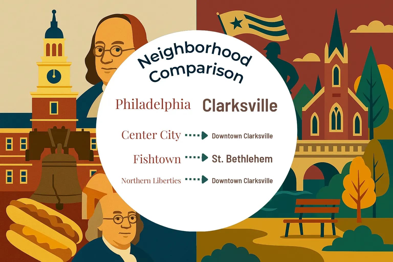 Philadelphia vs Clarksville Neighborhood Comparison