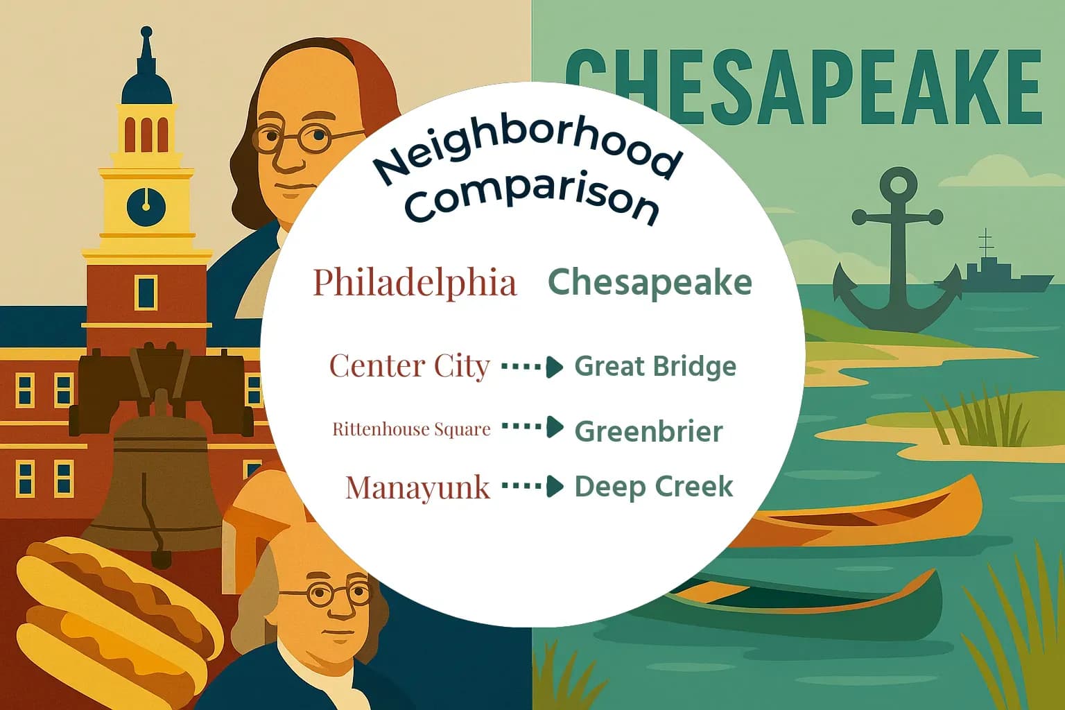 Philadelphia vs Chesapeake Neighborhood Comparison