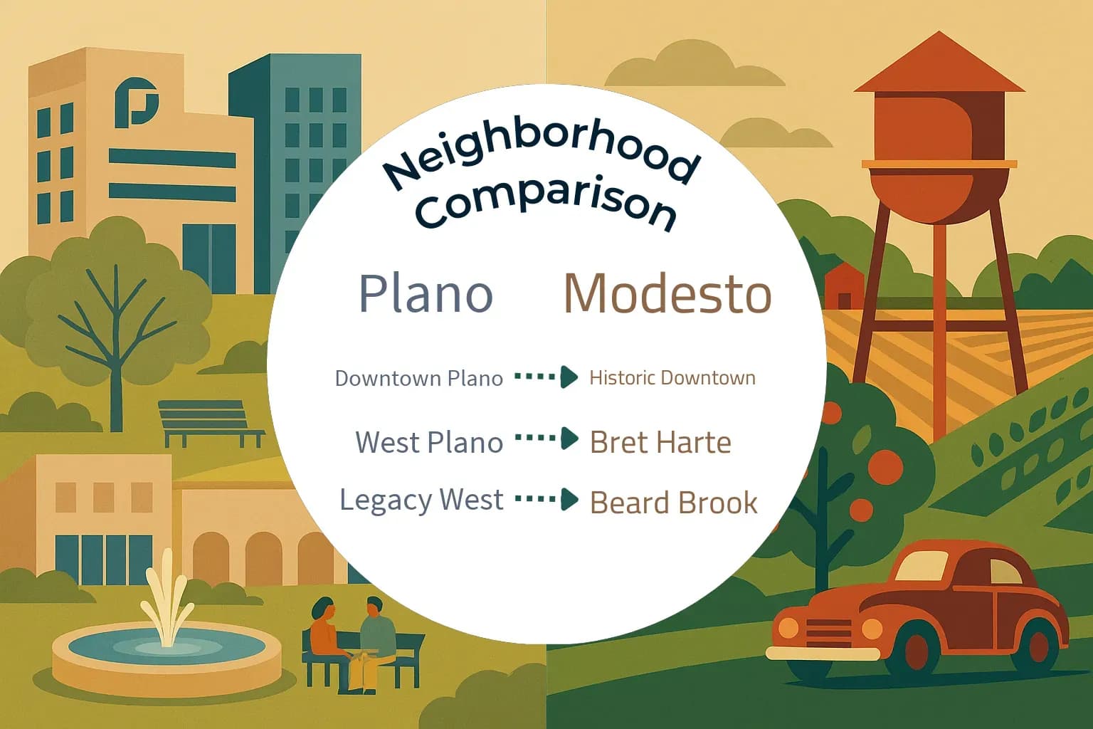 Plano vs Modesto Neighborhood Comparison