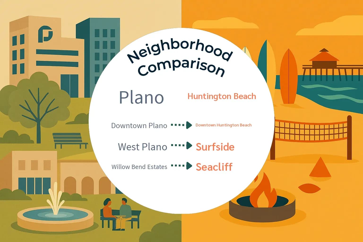 Plano vs Huntington Beach Neighborhood Comparison