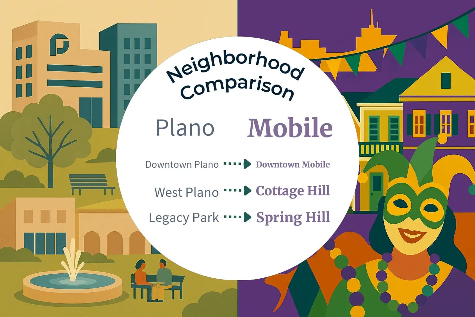 Plano vs Mobile Neighborhood Comparison