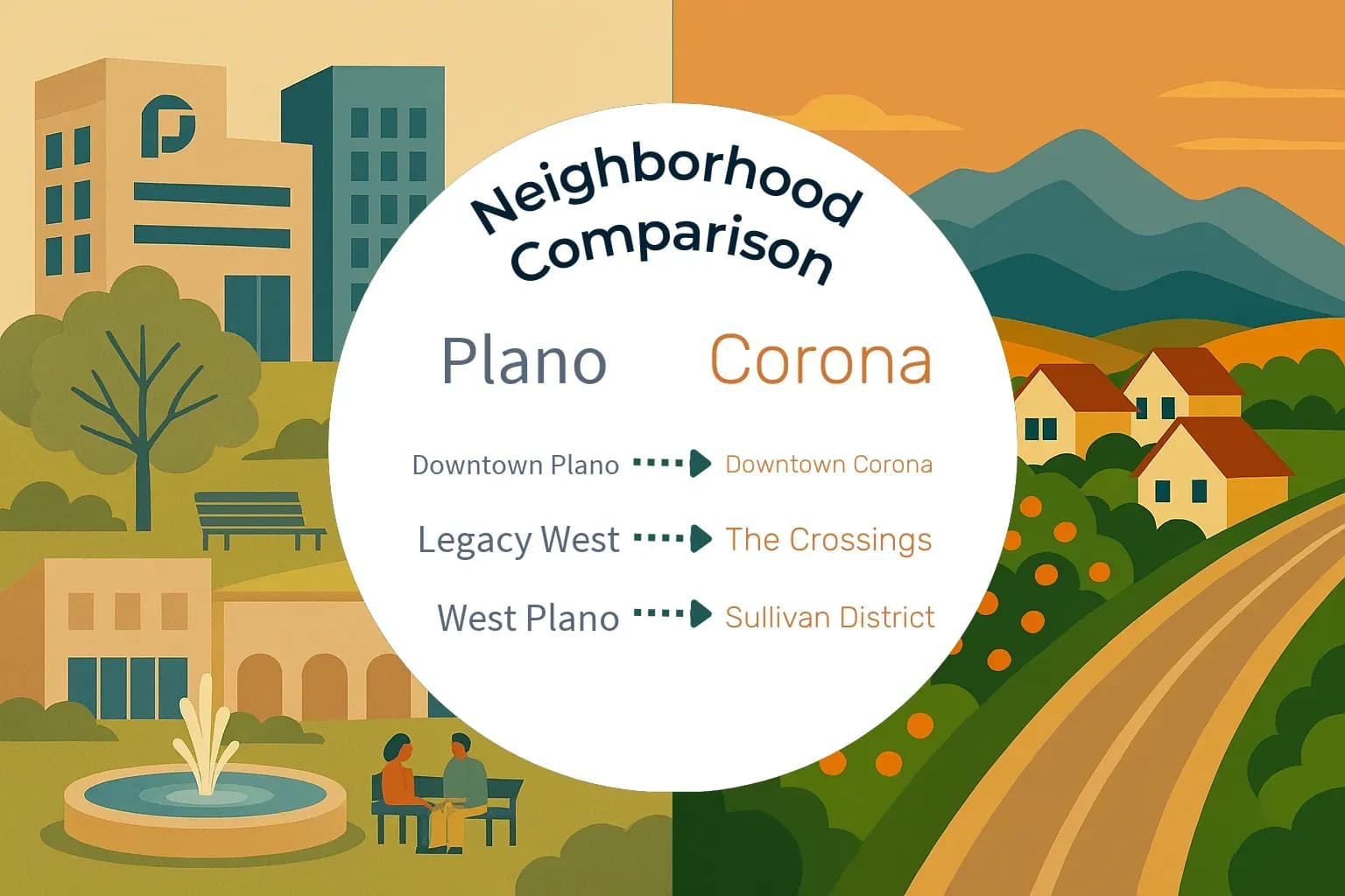 Plano vs Corona Neighborhood Comparison