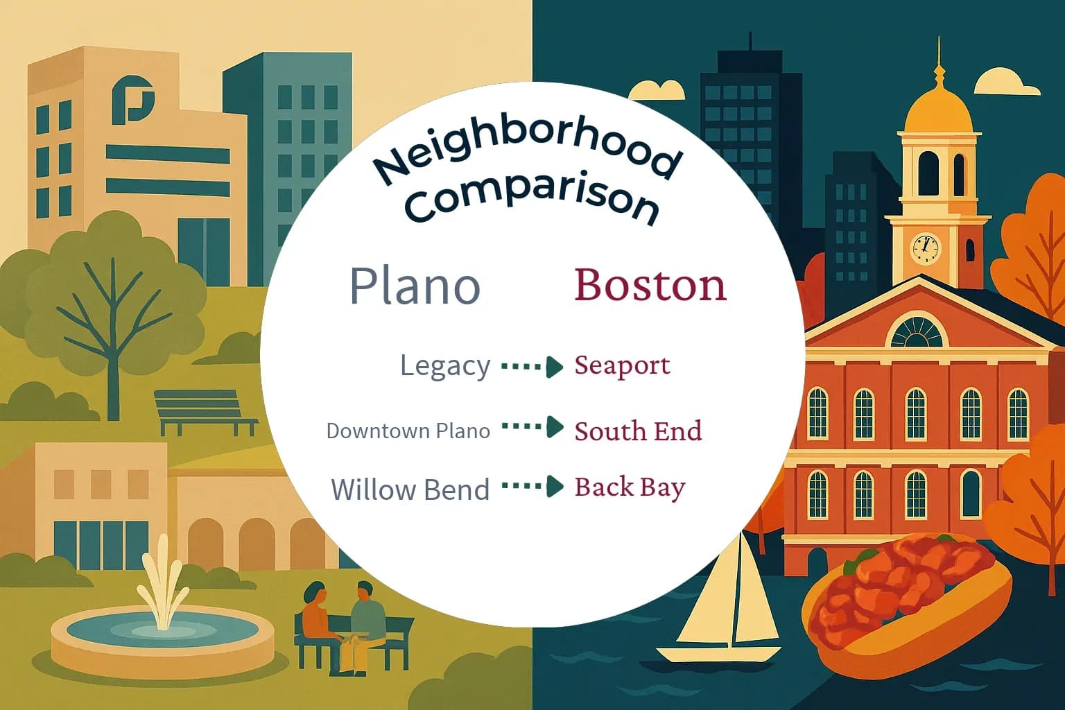 Plano vs Boston Neighborhood Comparison