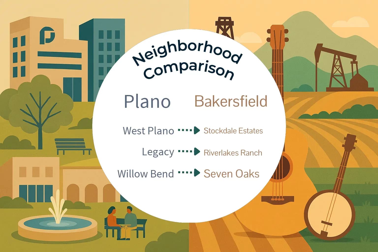 Plano vs Bakersfield Neighborhood Comparison