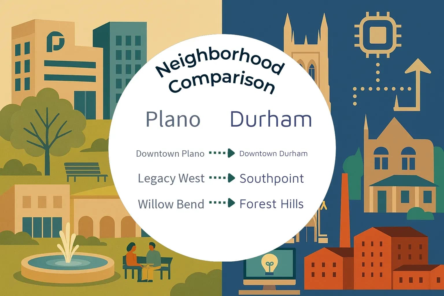 Plano vs Durham Neighborhood Comparison