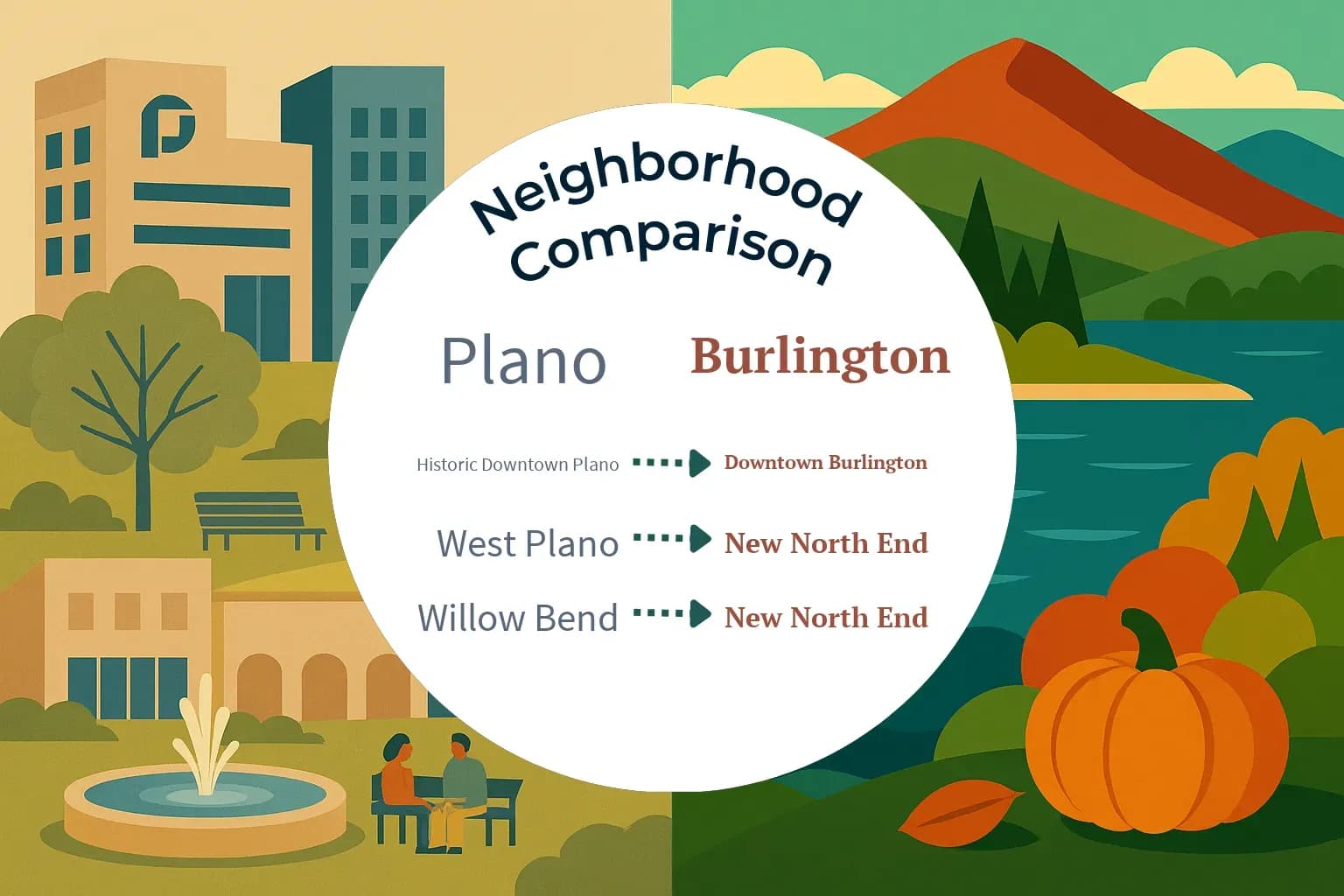 Plano vs Burlington Neighborhood Comparison