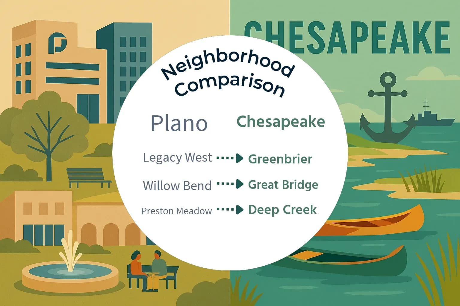 Plano vs Chesapeake Neighborhood Comparison