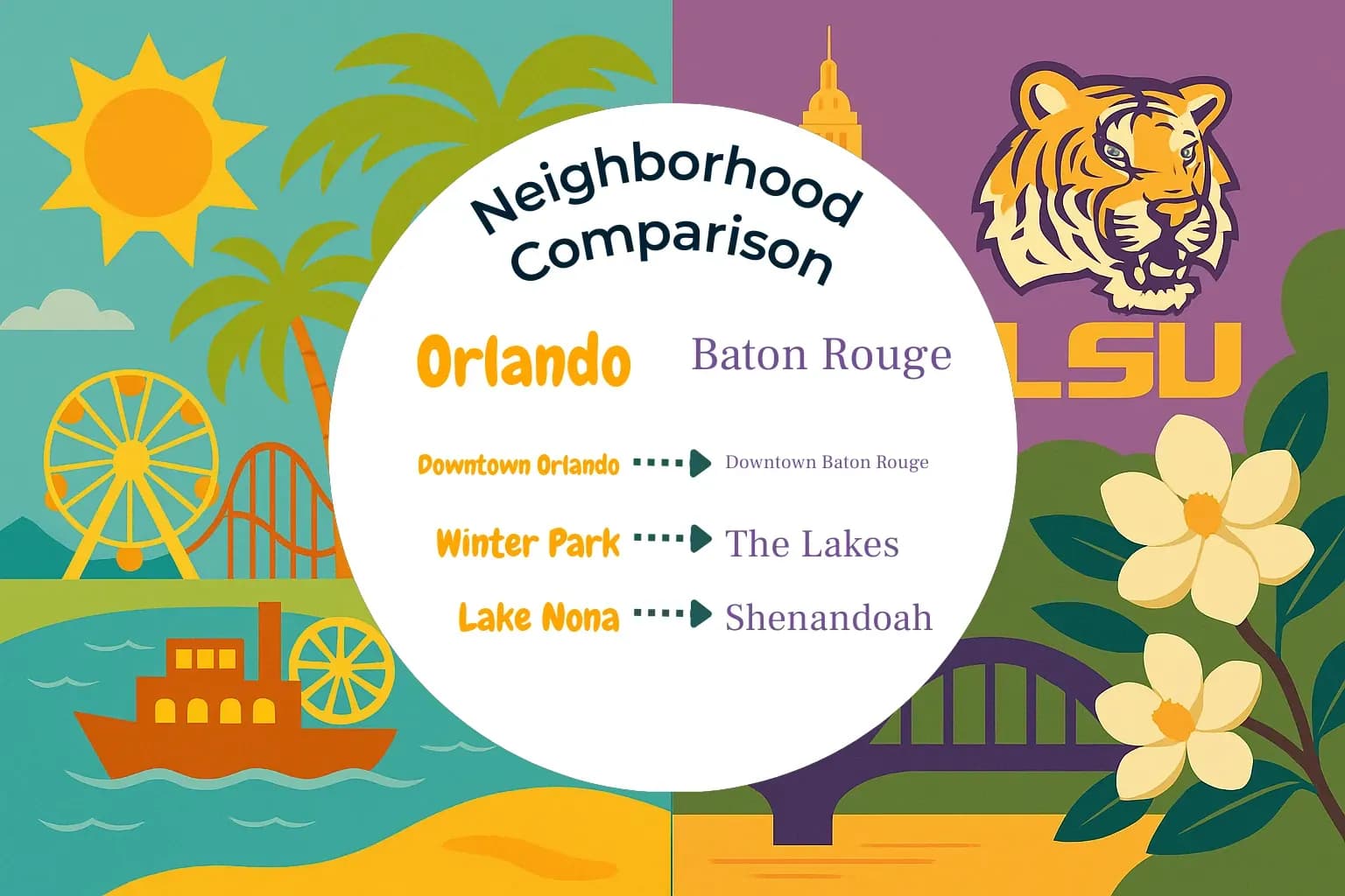 Orlando vs Baton Rouge Neighborhood Comparison