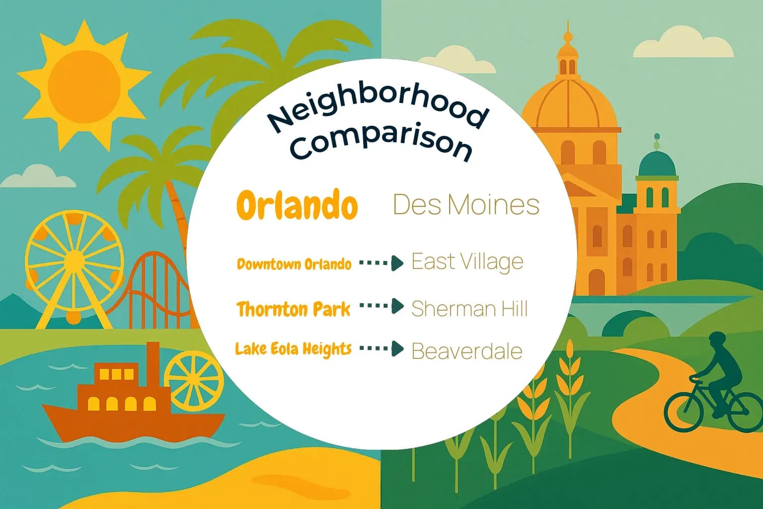 Orlando vs Des Moines Neighborhood Comparison
