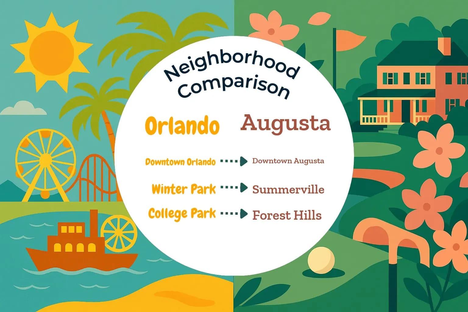 Orlando vs Augusta Neighborhood Comparison