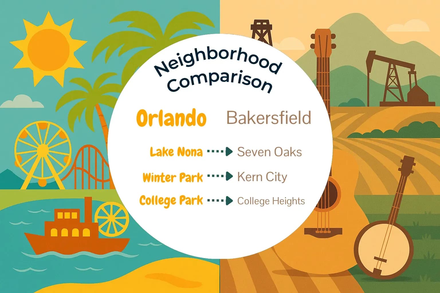 Orlando vs Bakersfield Neighborhood Comparison