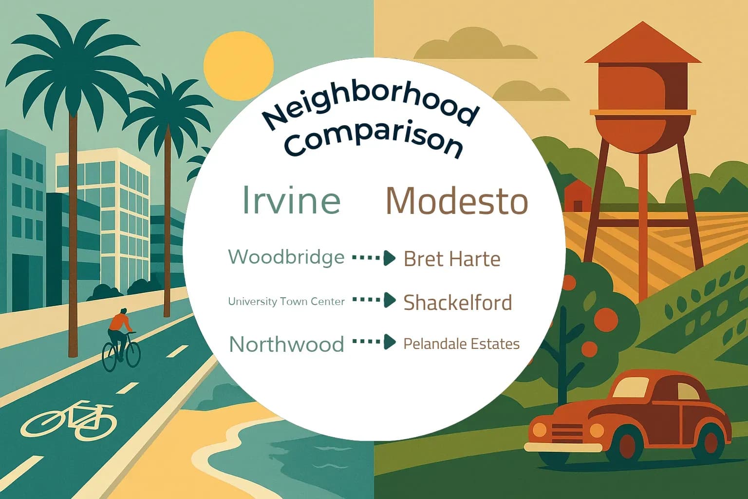 Irvine vs Modesto Neighborhood Comparison