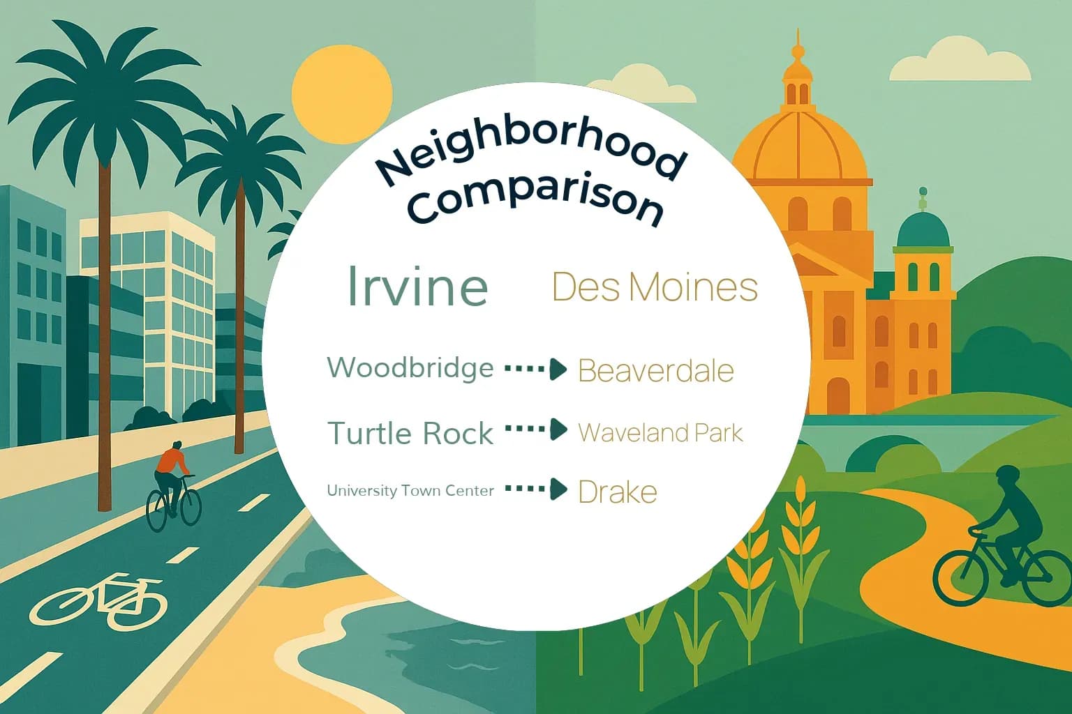 Irvine vs Des Moines Neighborhood Comparison