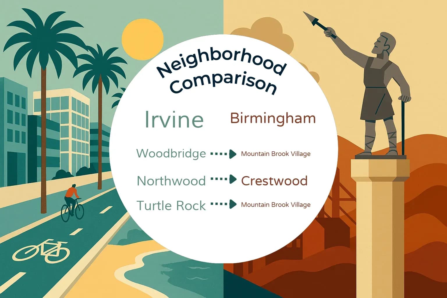 Irvine vs Birmingham Neighborhood Comparison